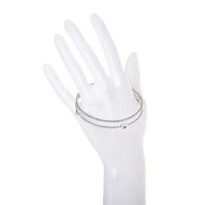 David Yurman Sterling Silver Crystal Color Classics Cable Bangle Bracelet Set of 2 2 of 5