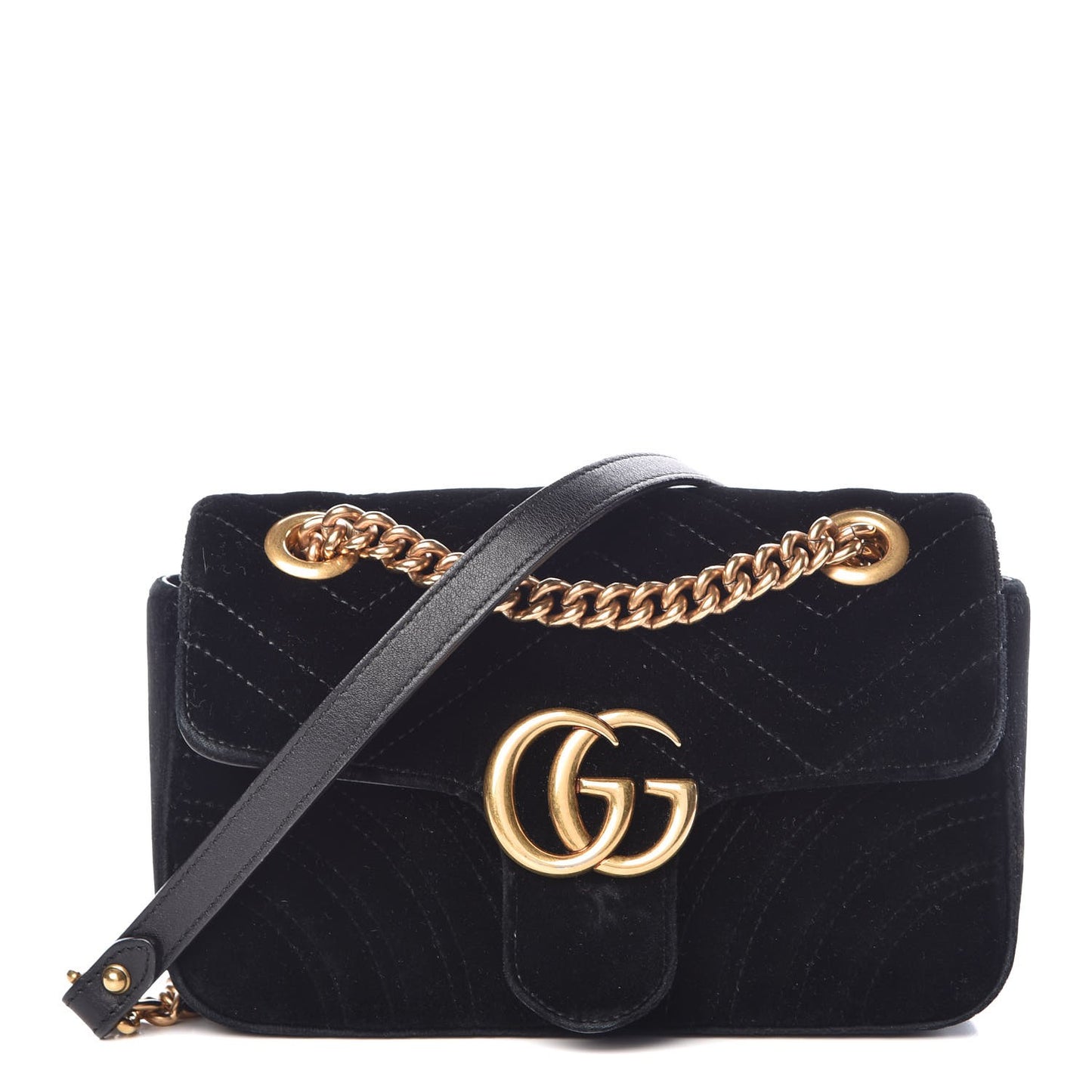 Velvet Matelasse Mini GG Marmont Shoulder Bag Black