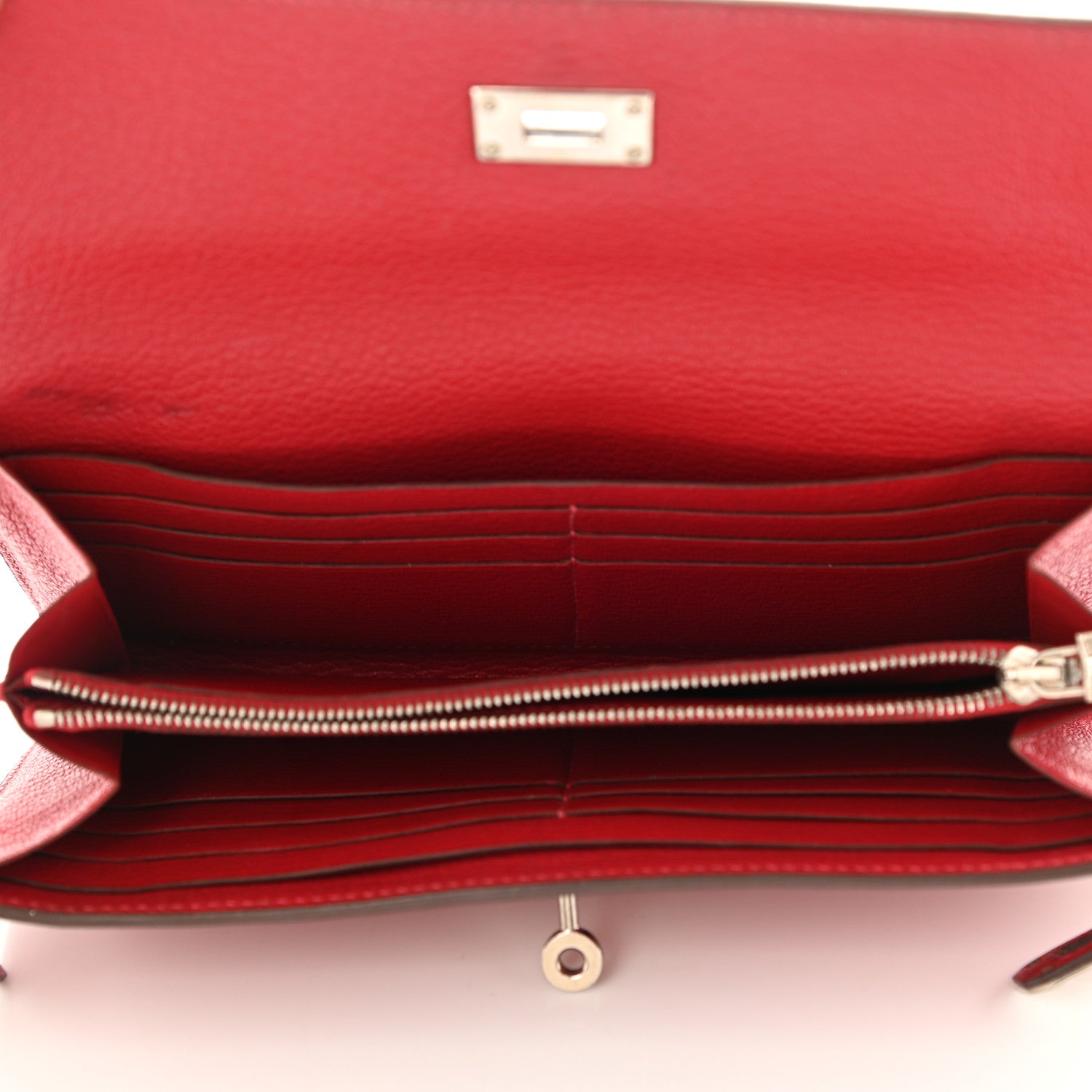 Hermes Chevre Mysore Kelly Longue Wallet Rouge Casaque 5 of 8