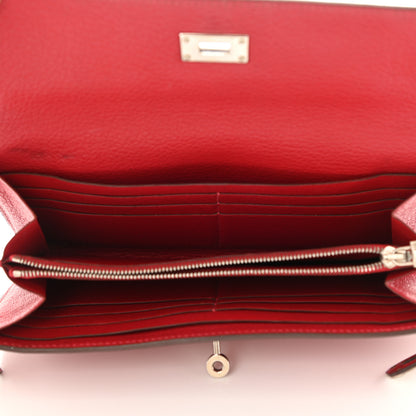 Hermes Chevre Mysore Kelly Longue Wallet Rouge Casaque 5 of 8