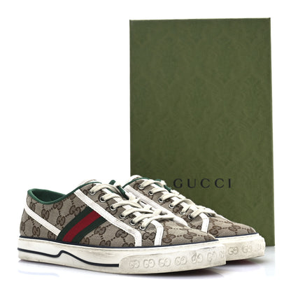Gucci GG Monogram Web Womens 1977 Tennis Sneakers 41 Beige Ebony Mystic White 10 of 10