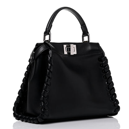 Fendi Nappa Lace Up Mini Peekaboo Iconic Satchel Black 2 of 9