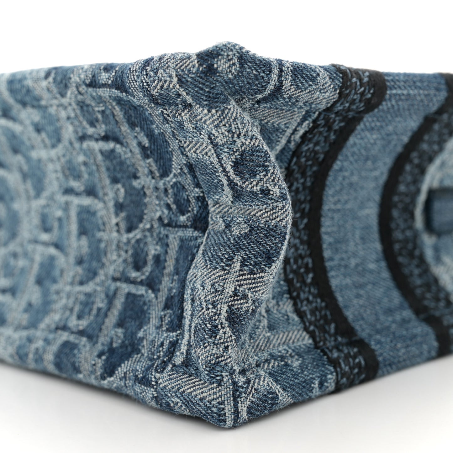 Denim Oblique Mini Book Tote With Strap Blue