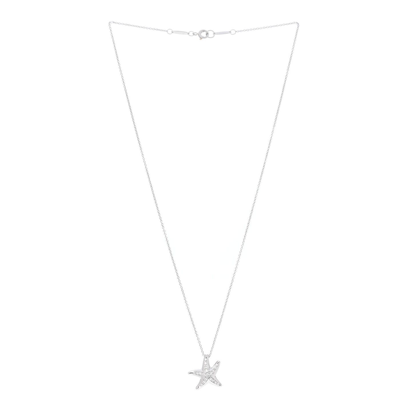 Platinum Diamond 15mm Elsa Peretti Pave Starfish Pendant Necklace