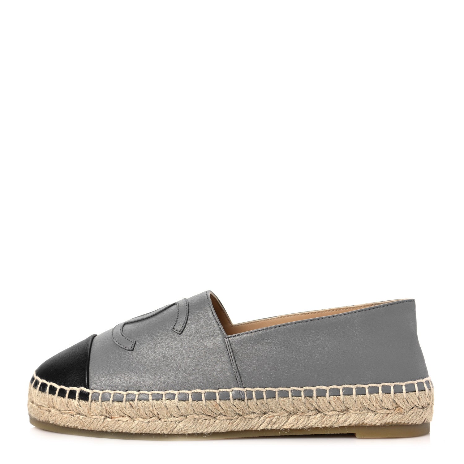 Chanel Lambskin CC Espadrilles 38 Grey Black 1 of 9
