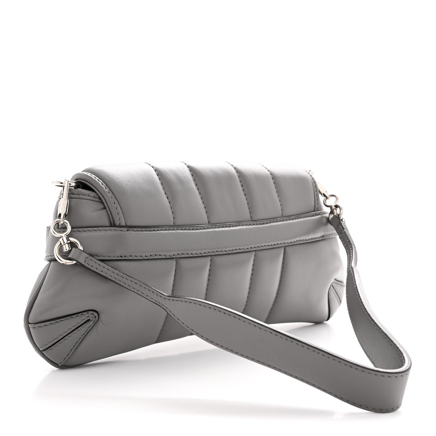 Gucci Nappa Vertical Matelasse Small Maxi Horsebit Chain Shoulder Bag Gray 3 of 10