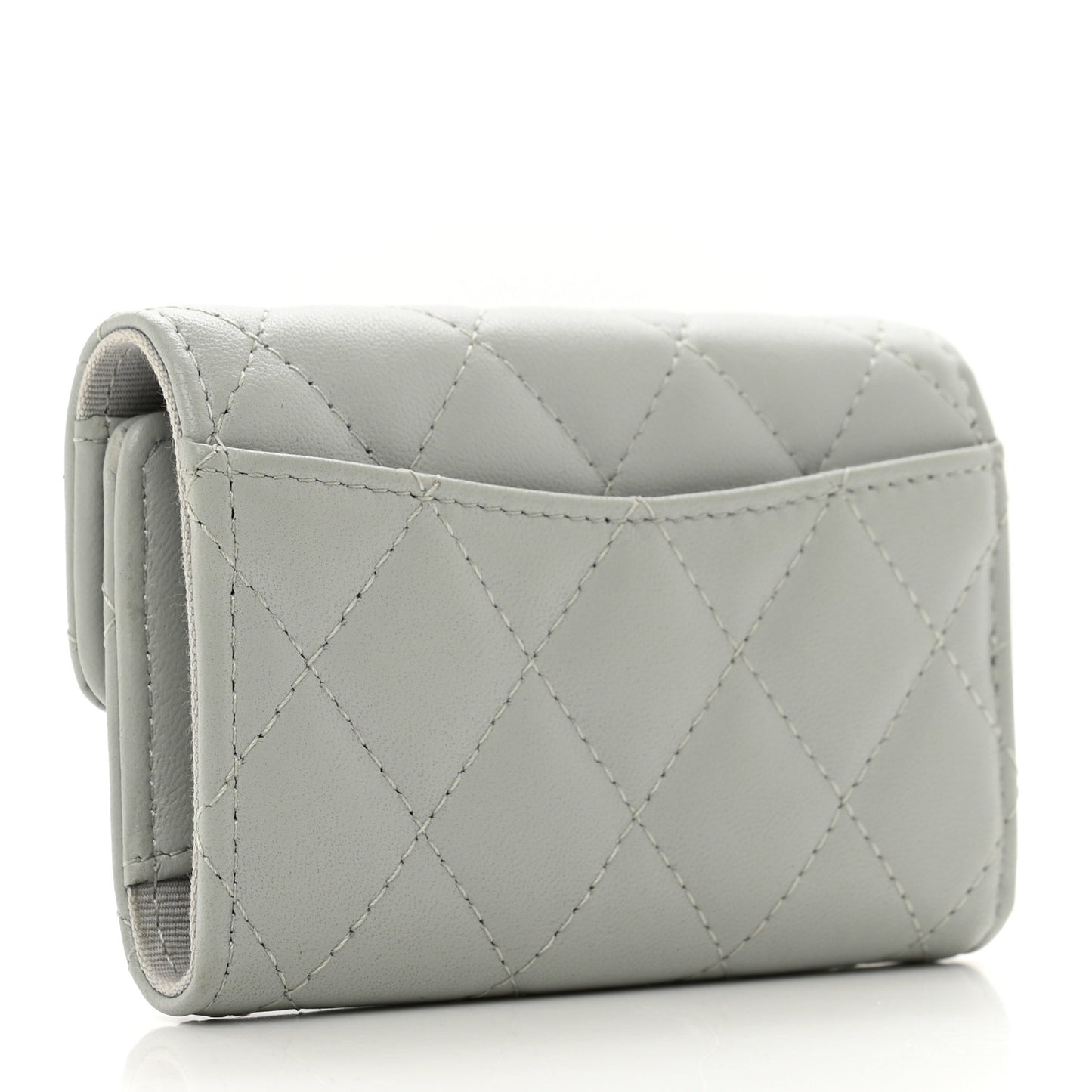 Lambskin Quilted Classic 4 Key Holder Wallet Grey