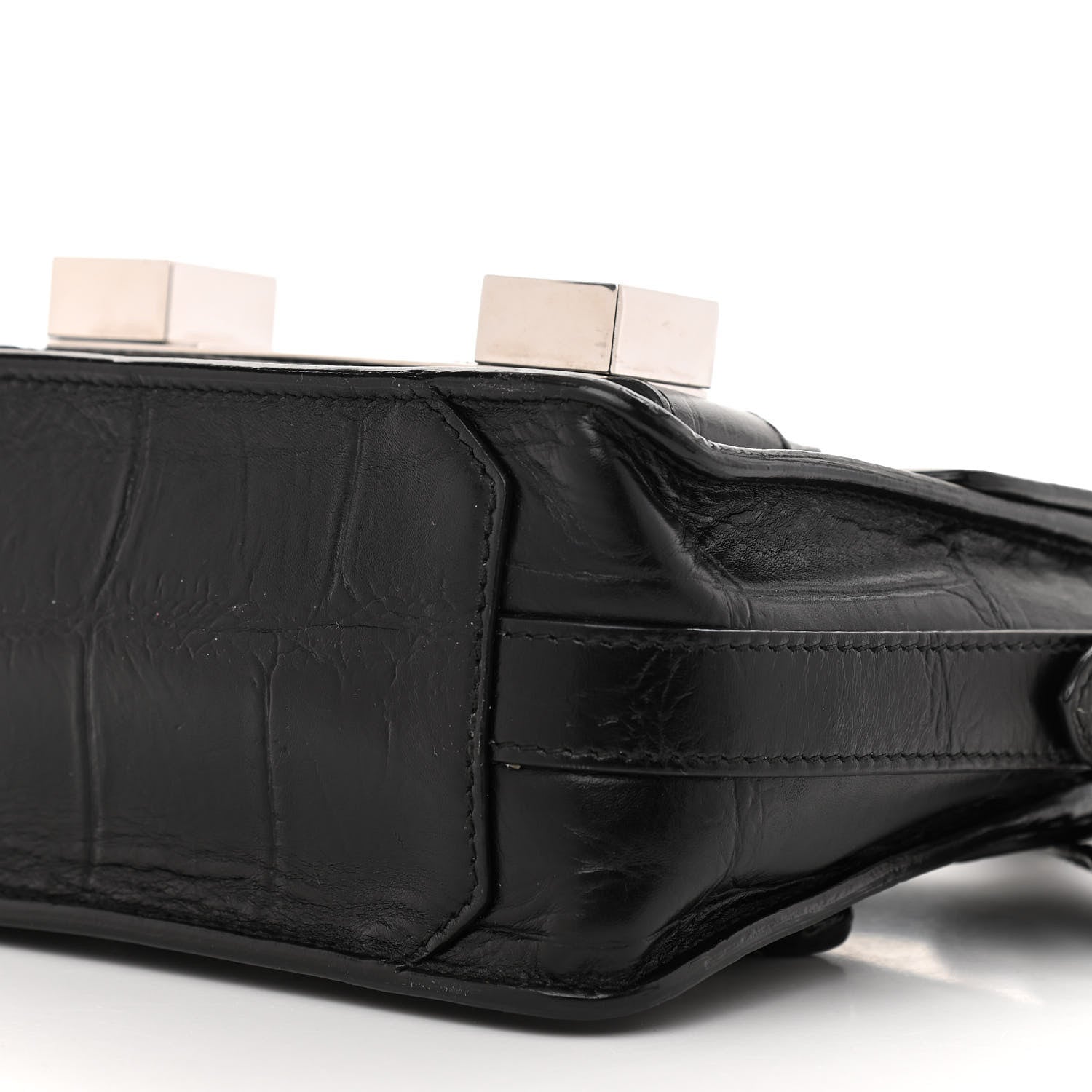 Proenza Schouler Calfskin Crocodile Embossed PS11 Tiny Shoulder Bag Black 11 of 12