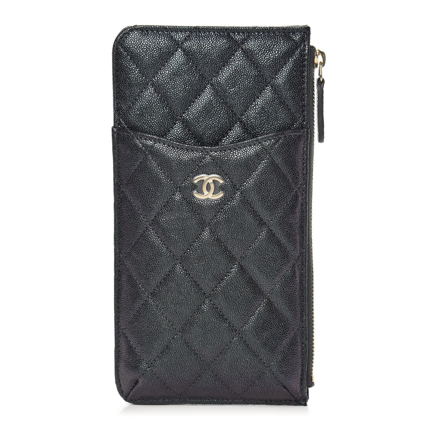 Chanel Iridescent Caviar Quilted Classic Flat Wallet Pouch Black 1 of 8