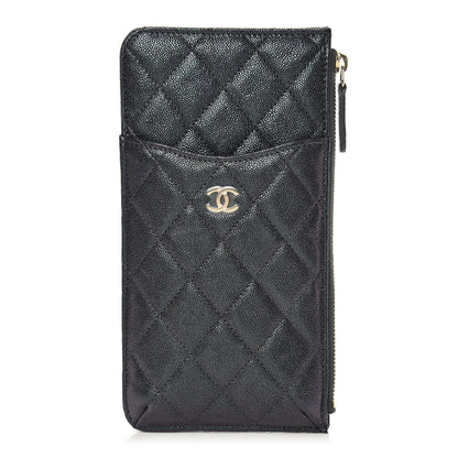 Chanel Iridescent Caviar Quilted Classic Flat Wallet Pouch Black 1 of 8