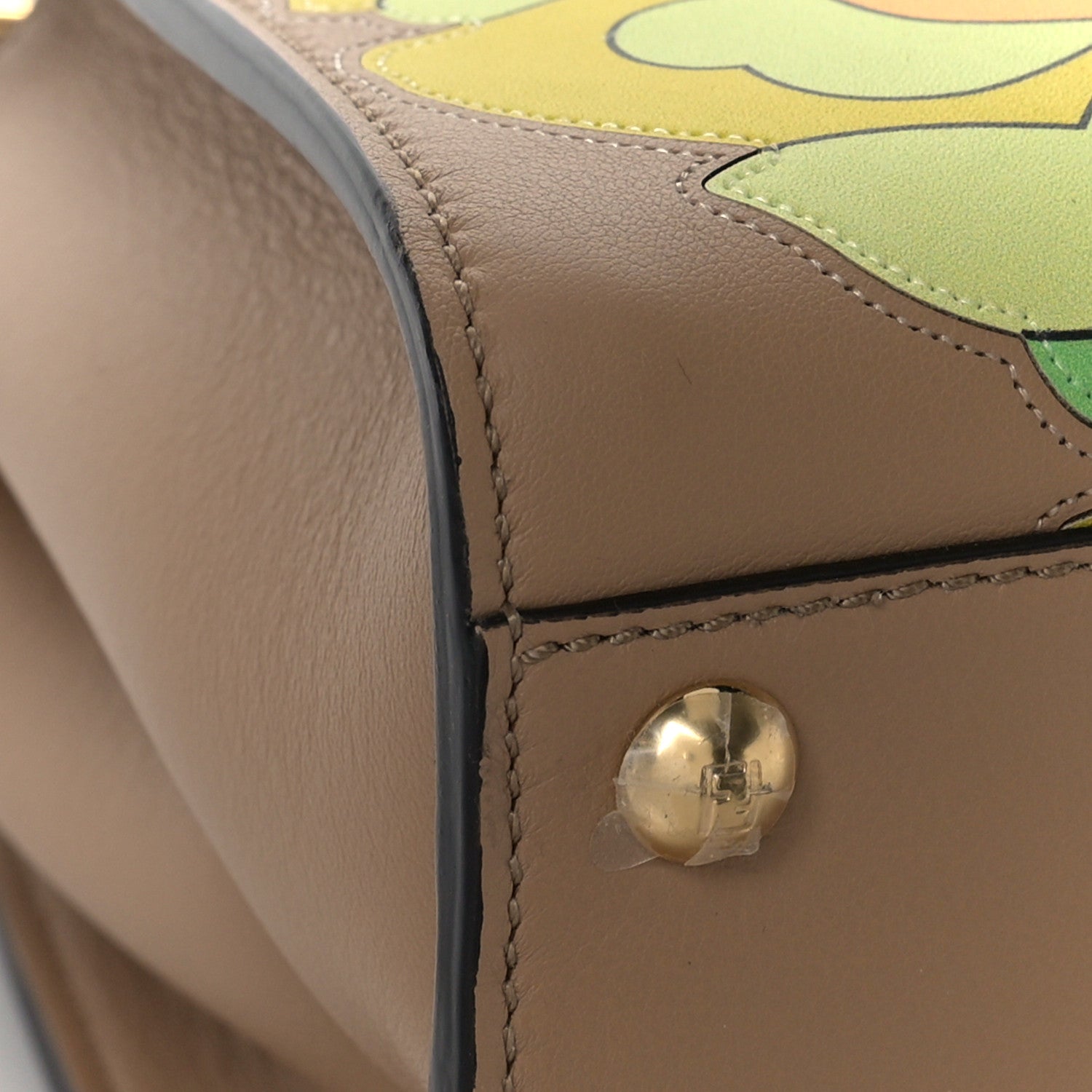 Fendi Nappa Nubuck Pequin Flower Inlay Mini Peekaboo Iconic Satchel Cuoio Multicolor 7 of 8