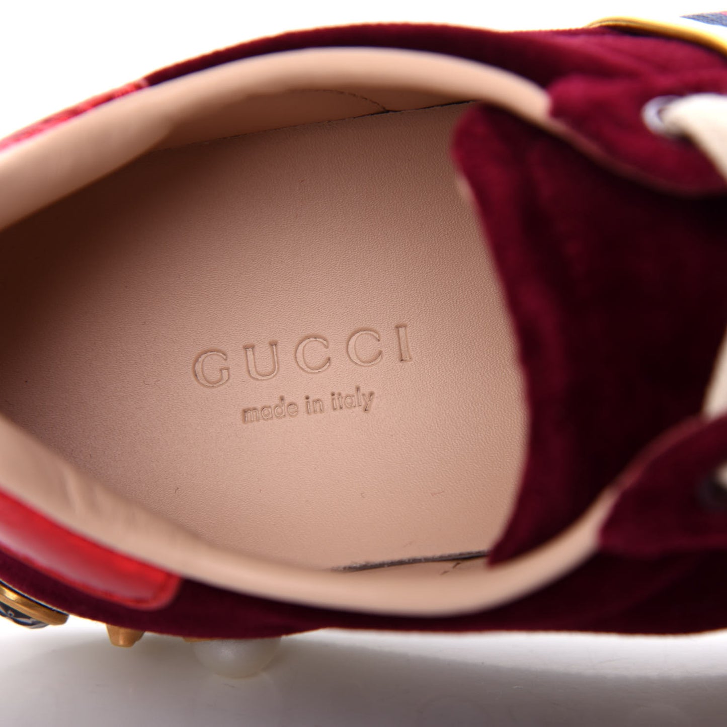 Velvet Ayers Web Faux Pearl Embellished Womens New Ace Sneakers 35 Malbec Oro Vecchio