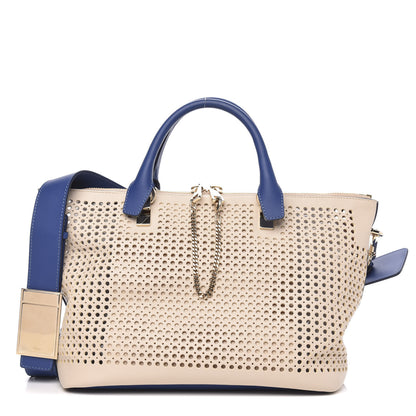 Chloe Calfskin Sheepskin Perforated Medium Baylee Tote Husky White 1 of 9