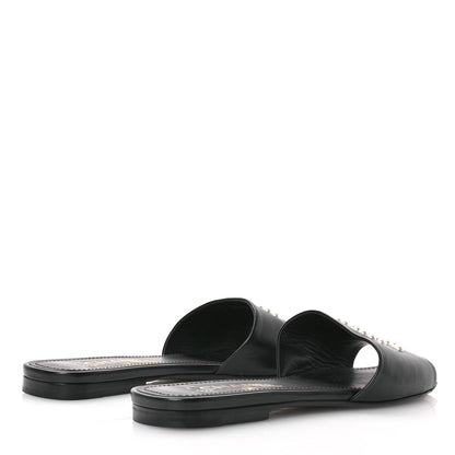 Chanel Lambskin Pearl CC Sandals 37 Black 5 of 9