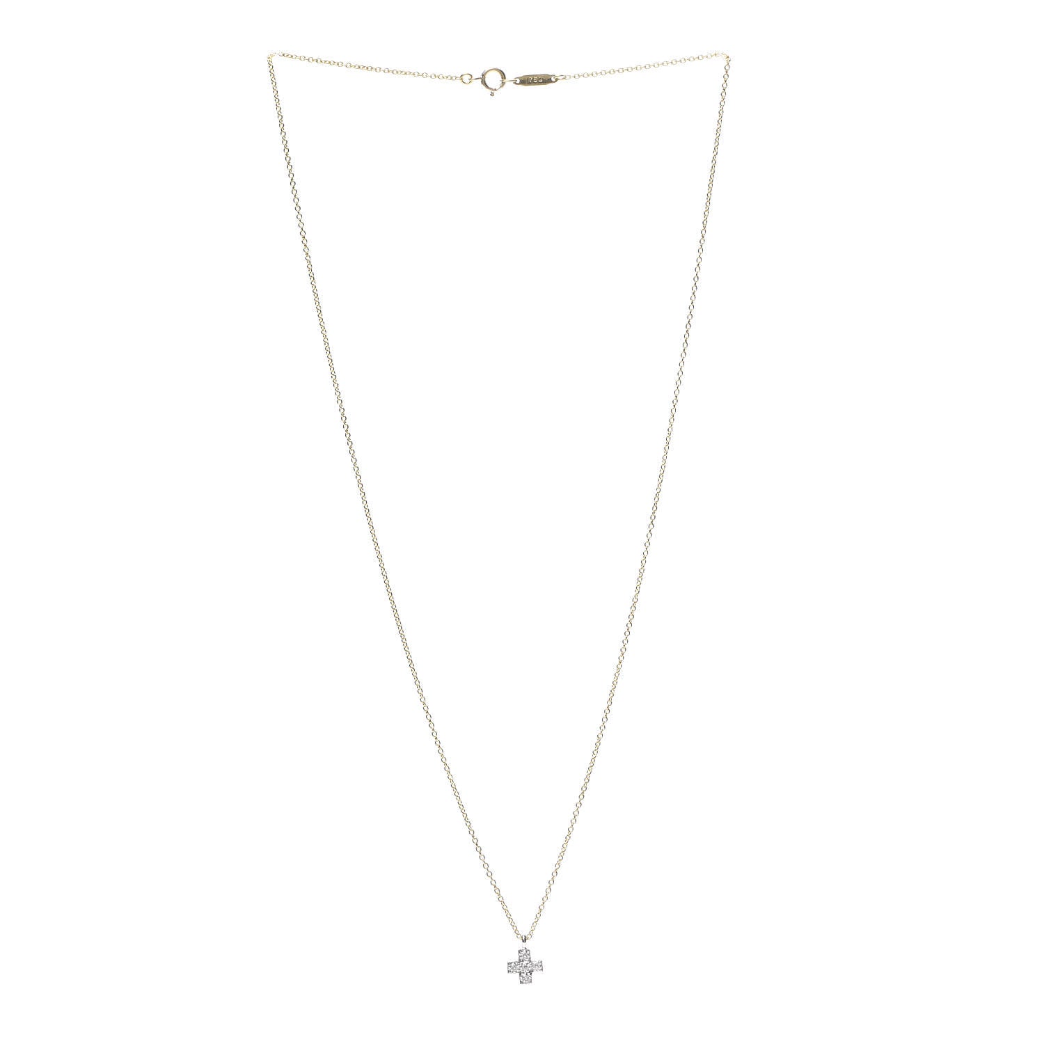 Tiffany 18K Yellow Gold Platinum Diamond Cruciform Cross Pendant Necklace 3 of 5