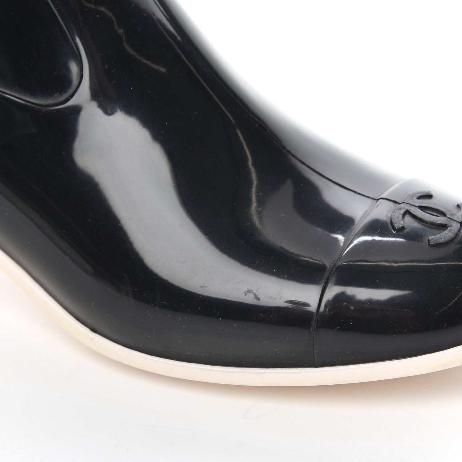 Chanel Rubber Camellia Rain Boots 39 Black 13 of 14