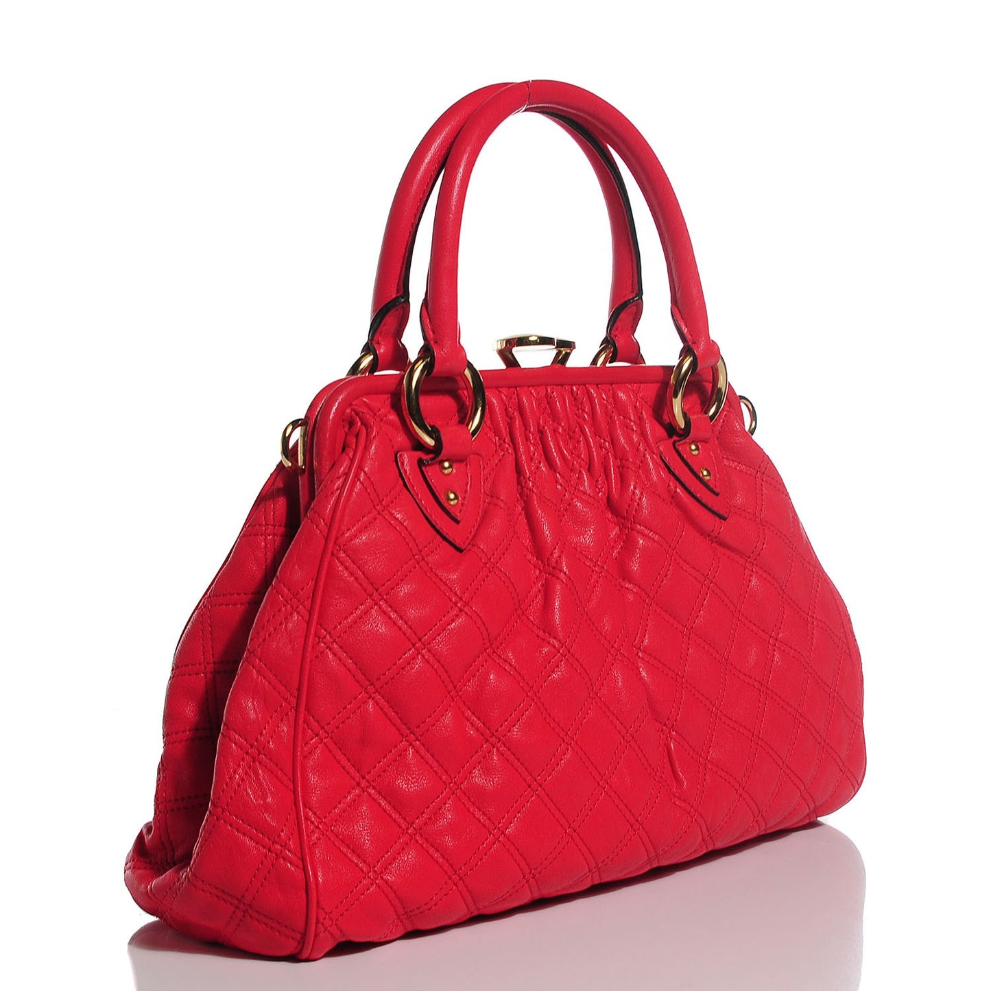 Calfskin Quilted Stam Coral