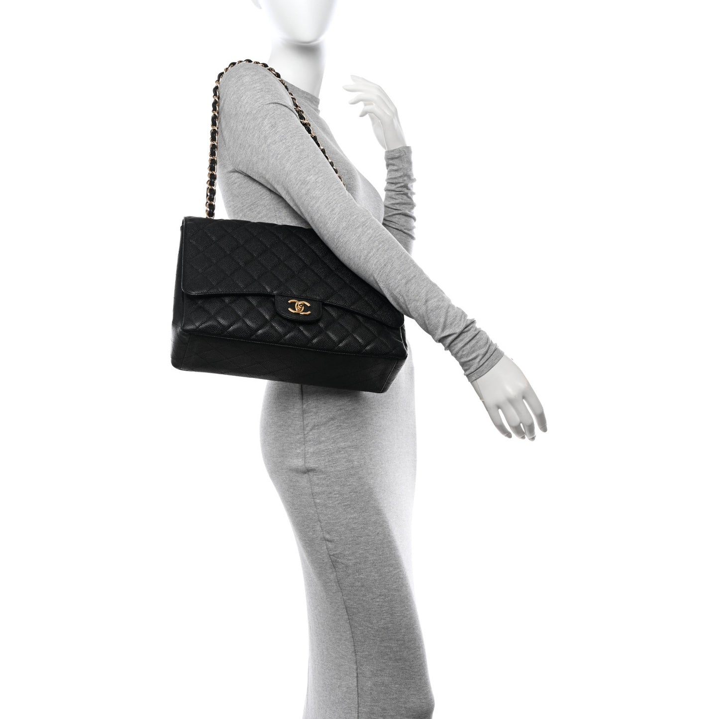 Caviar Quilted Maxi Single Flap Black