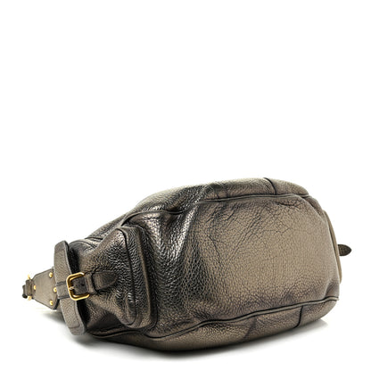 Prada Metallic Vitello Daino Side Pocket Tote Bag Acciaio 4 of 22