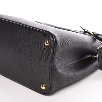 Prada Saffiano Cuir Small Double Bag Black Mughetto 9 of 9