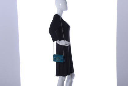 Gucci Velvet Super Mini Dionysus Shoulder Bag Pavone Cyan 2 of 9