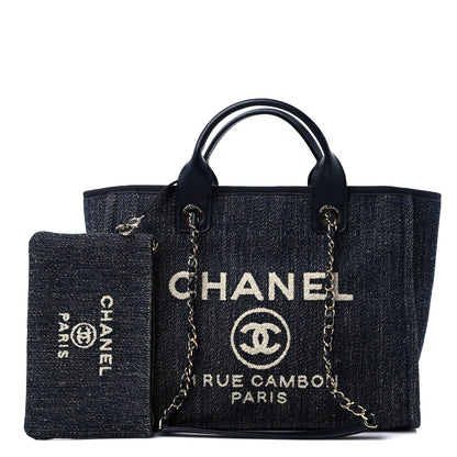 Chanel Mixed Fibers Small Deauville Tote Navy Blue 1 of 10