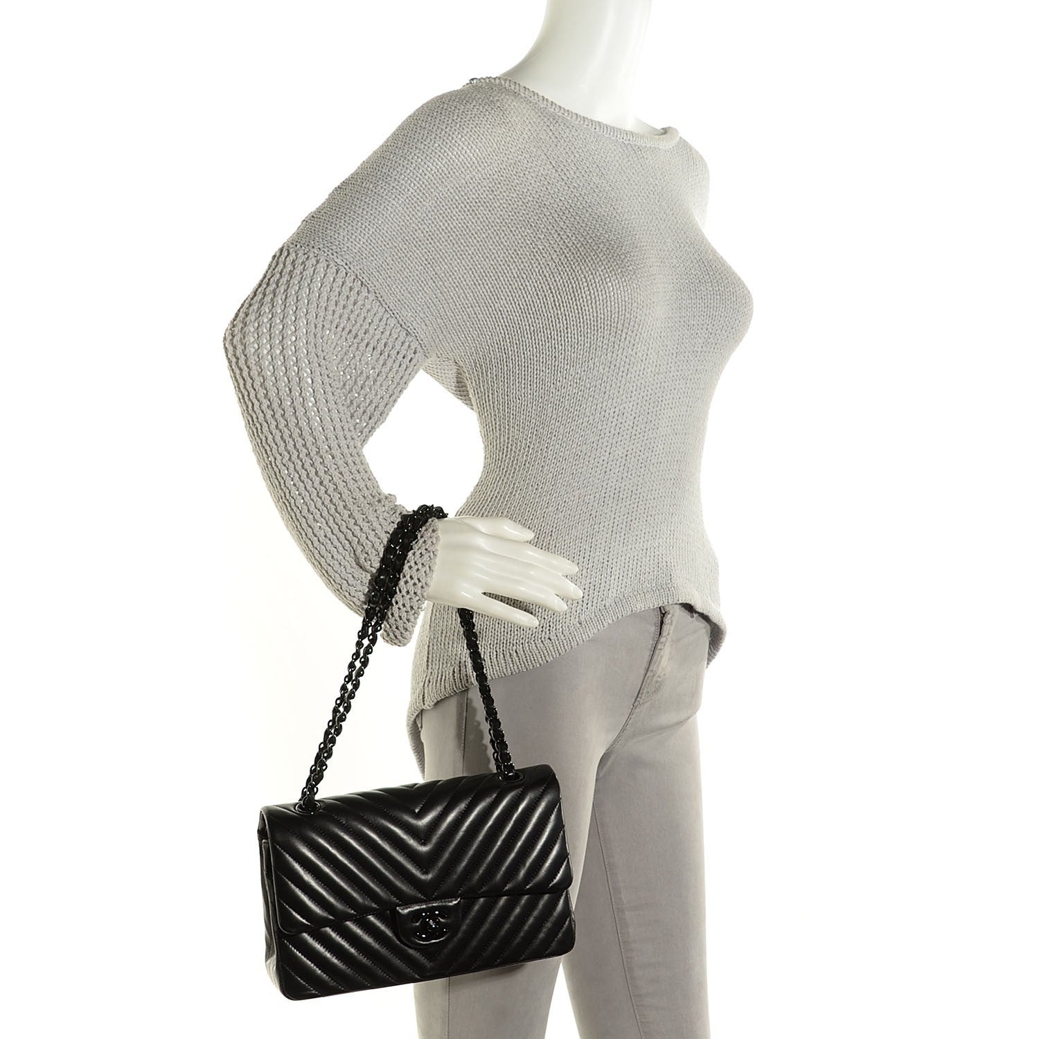 Chanel Lambskin Chevron 11.12 Medium Double Flap So Black 2 of 9