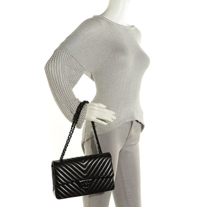 Chanel Lambskin Chevron 11.12 Medium Double Flap So Black 2 of 9