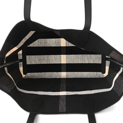 Burberry Coated Canvas Mega Check Medium Doodle Tote Black White 5 of 10