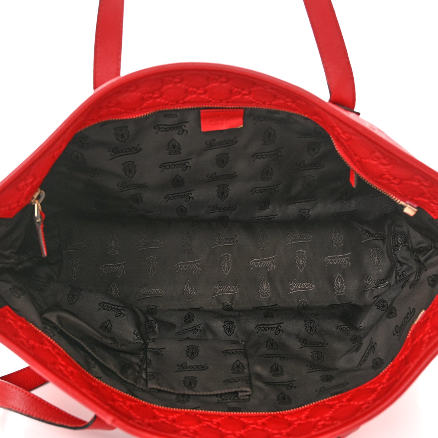 Gucci Guccissima Medium Zippered Shopping Tote Red 5 of 12