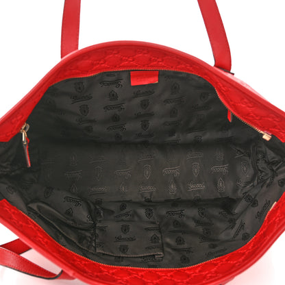 Gucci Guccissima Medium Zippered Shopping Tote Red 5 of 12