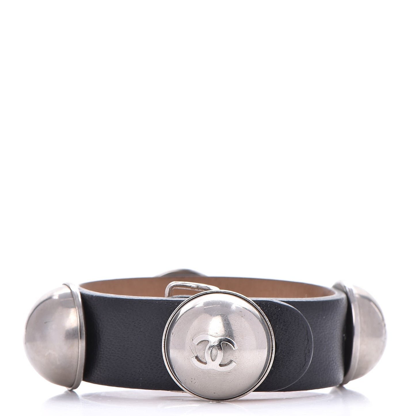 Calfskin CC Buckle Bracelet S Black