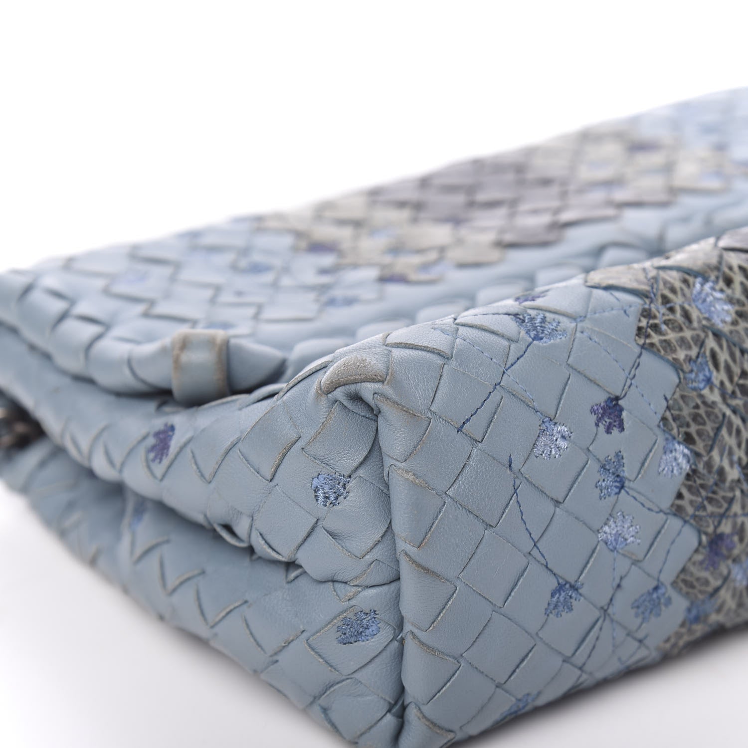 Bottega Veneta Nappa Ayers Embroidered Intrecciato Baby Olimpia Shoulder Bag Arctic 9 of 17