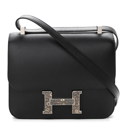 Hermes Grained Monsieur Lizard Constance 24 Black Ombre 1 of 12