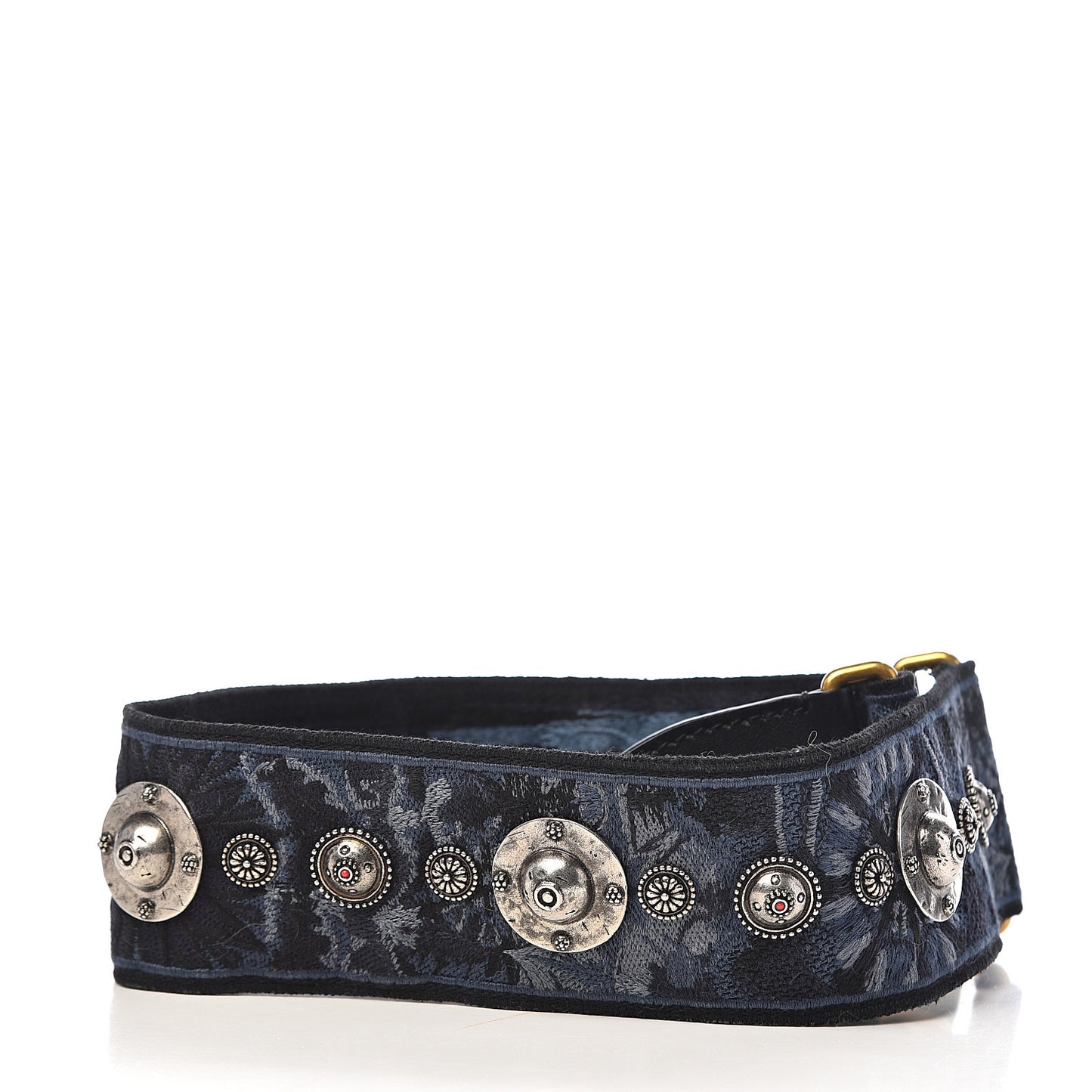 Canvas Embroidered Studded KaleiDiorscopic Adjustable Shoulder Strap Blue