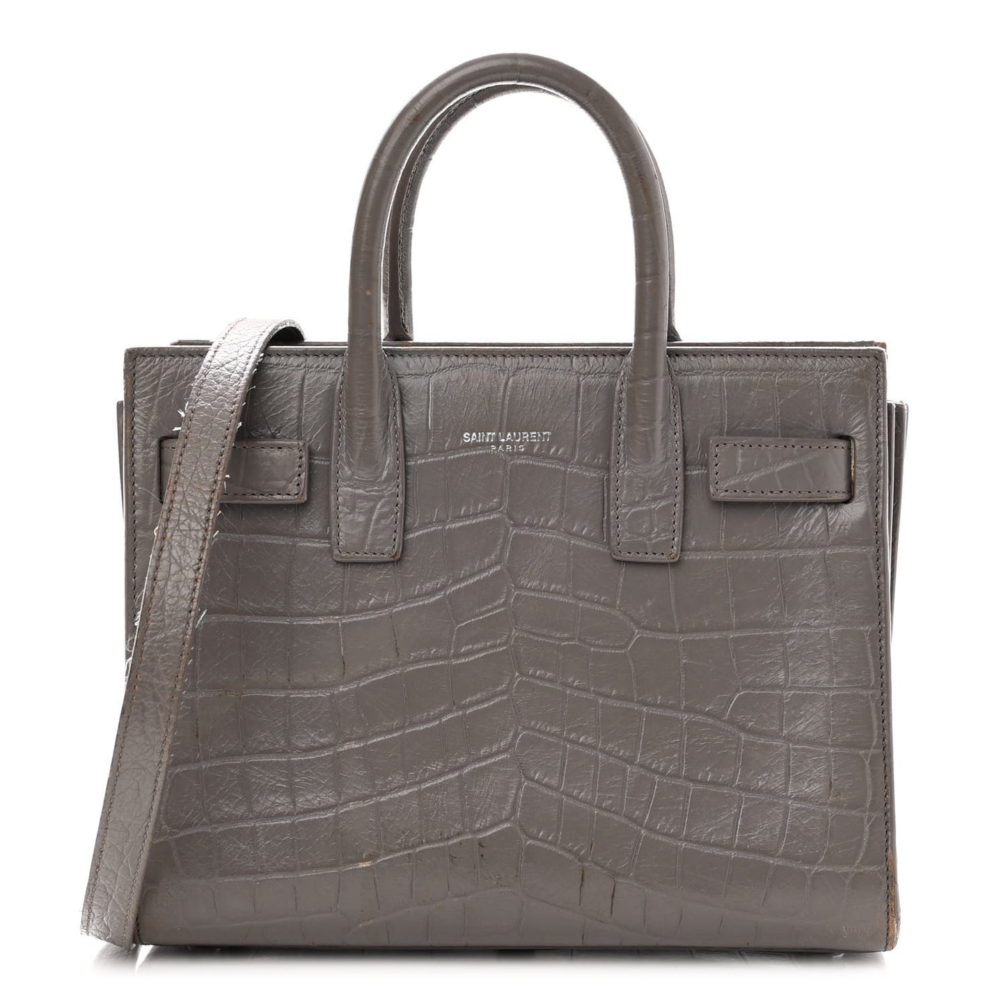 Calfskin Crocodile Embossed Nano Sac De Jour Fog