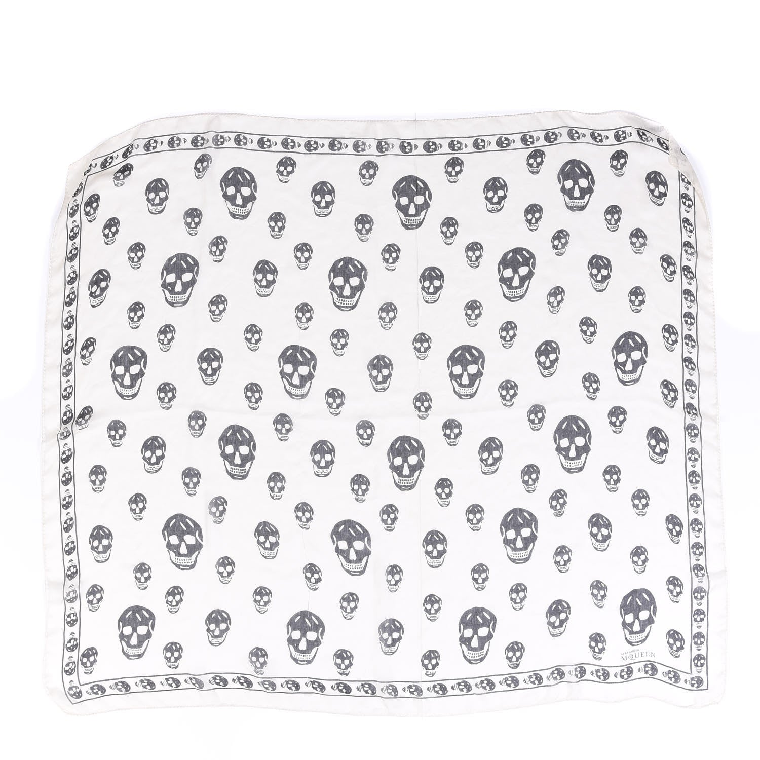 Alexander McQueen Silk Chiffon Skull Scarf Ivory Black 1 of 8