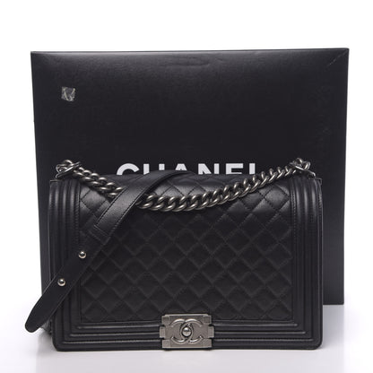 Chanel Metallic Calfskin Quilted New Medium Boy Flap Black 11 of 11