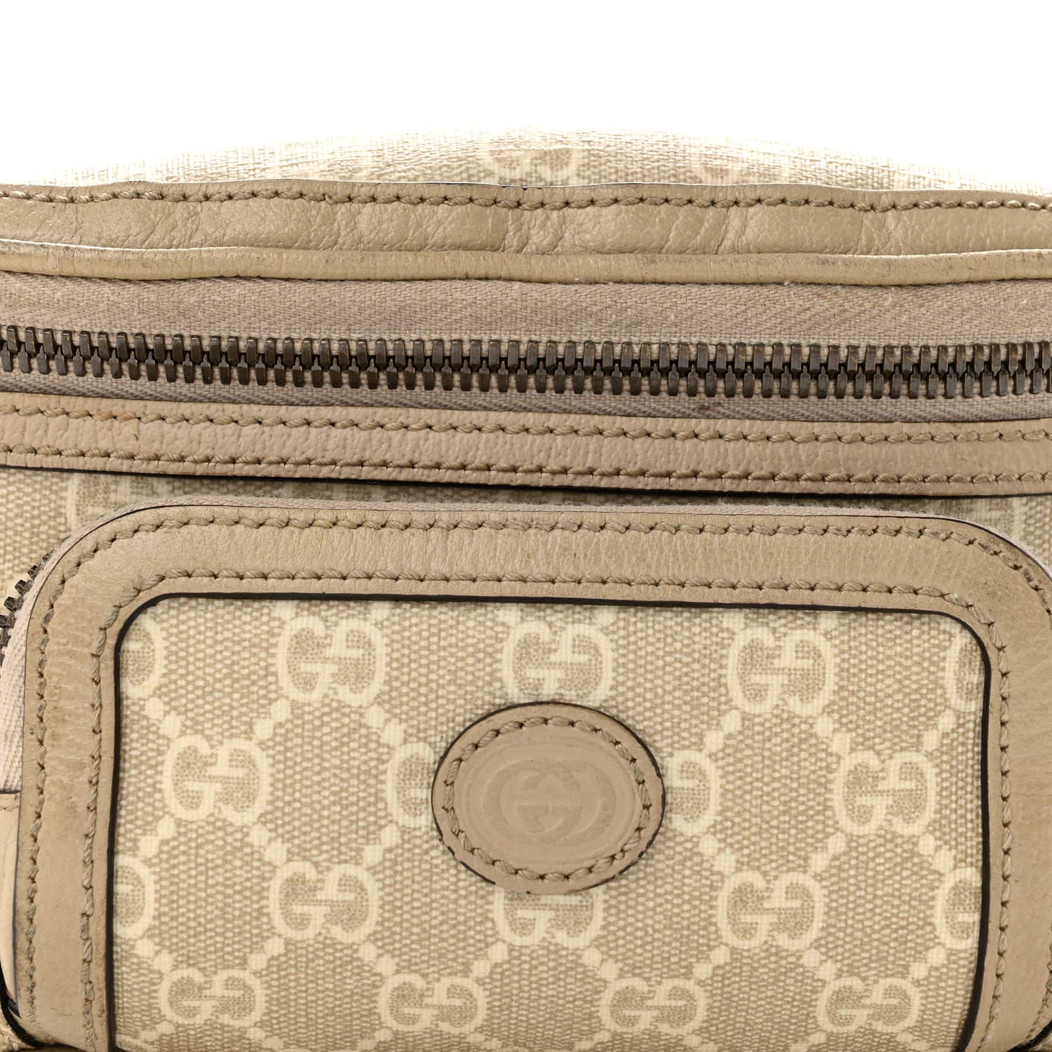 Gucci GG Supreme Monogram Textured Calfskin Web Retro Interlocking G Belt Bag Beige Mystic White Oatmeal 7 of 12