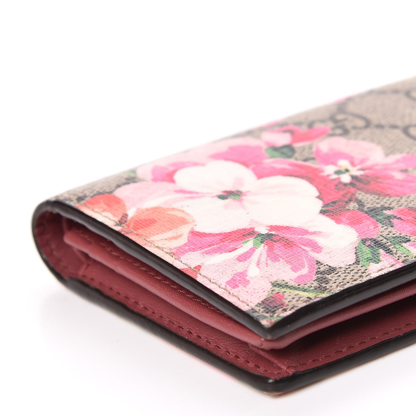 GG Supreme Monogram Blooms Card Case Beige Multicolor Dry Rose