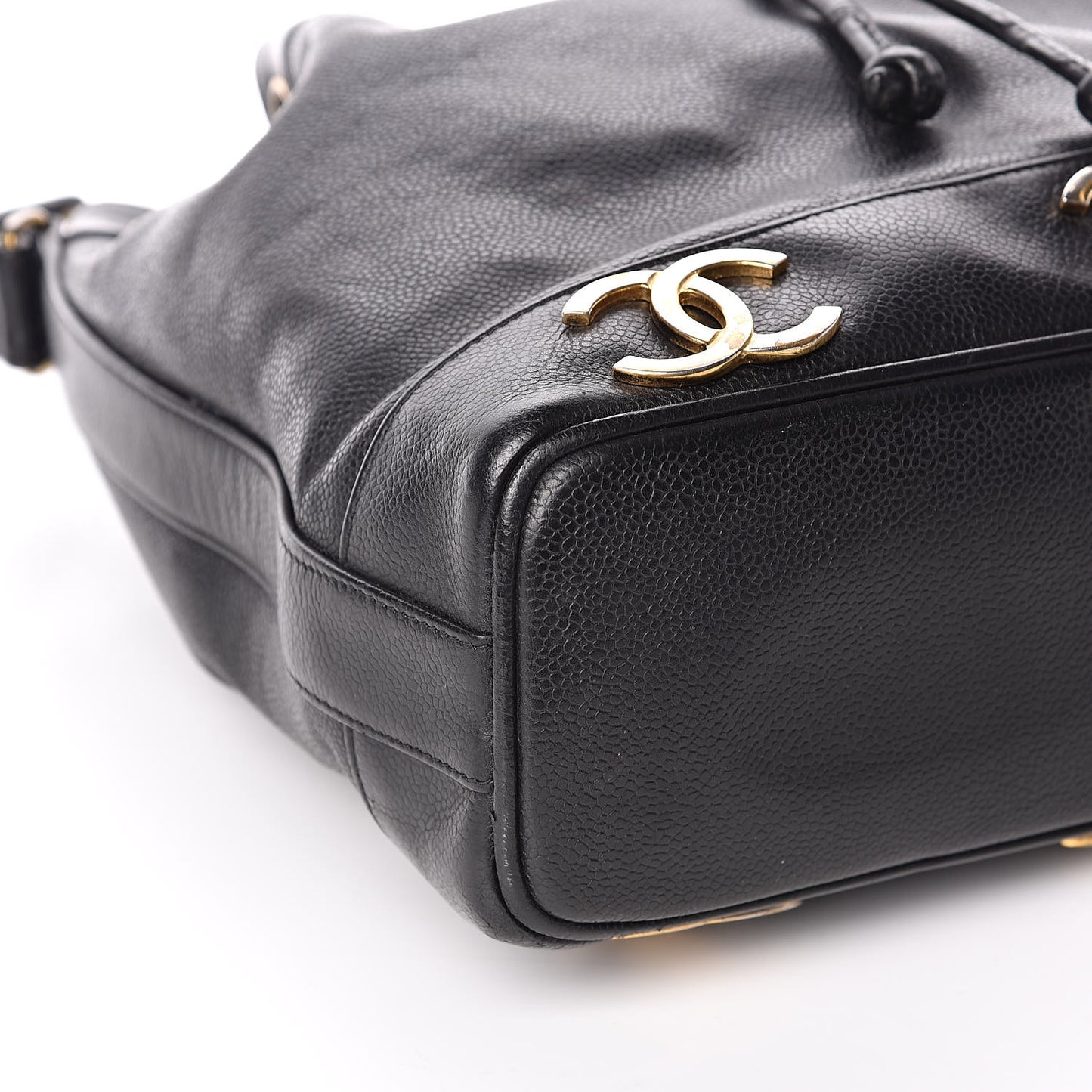Caviar CC Drawstring Shoulder Bag Black