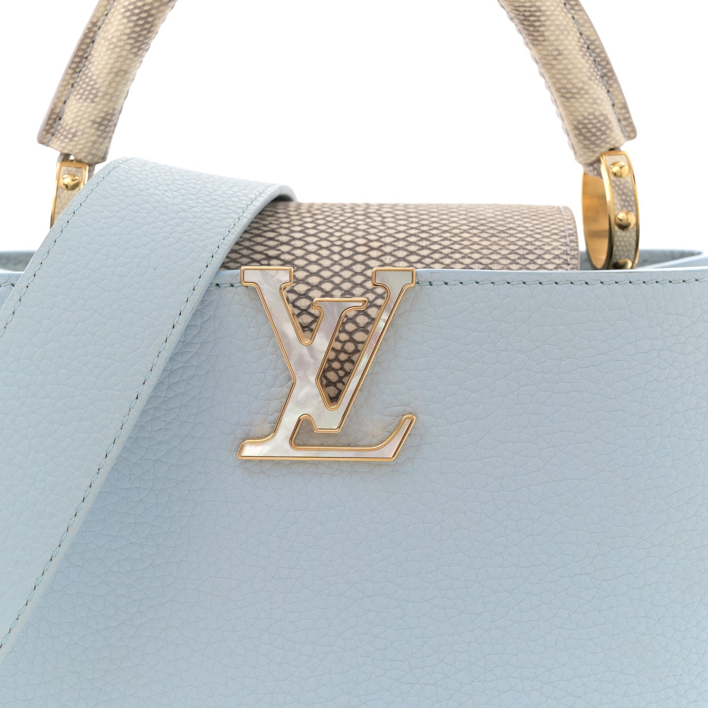 Taurillon Snakeskin Capucines BB Olympe Blue