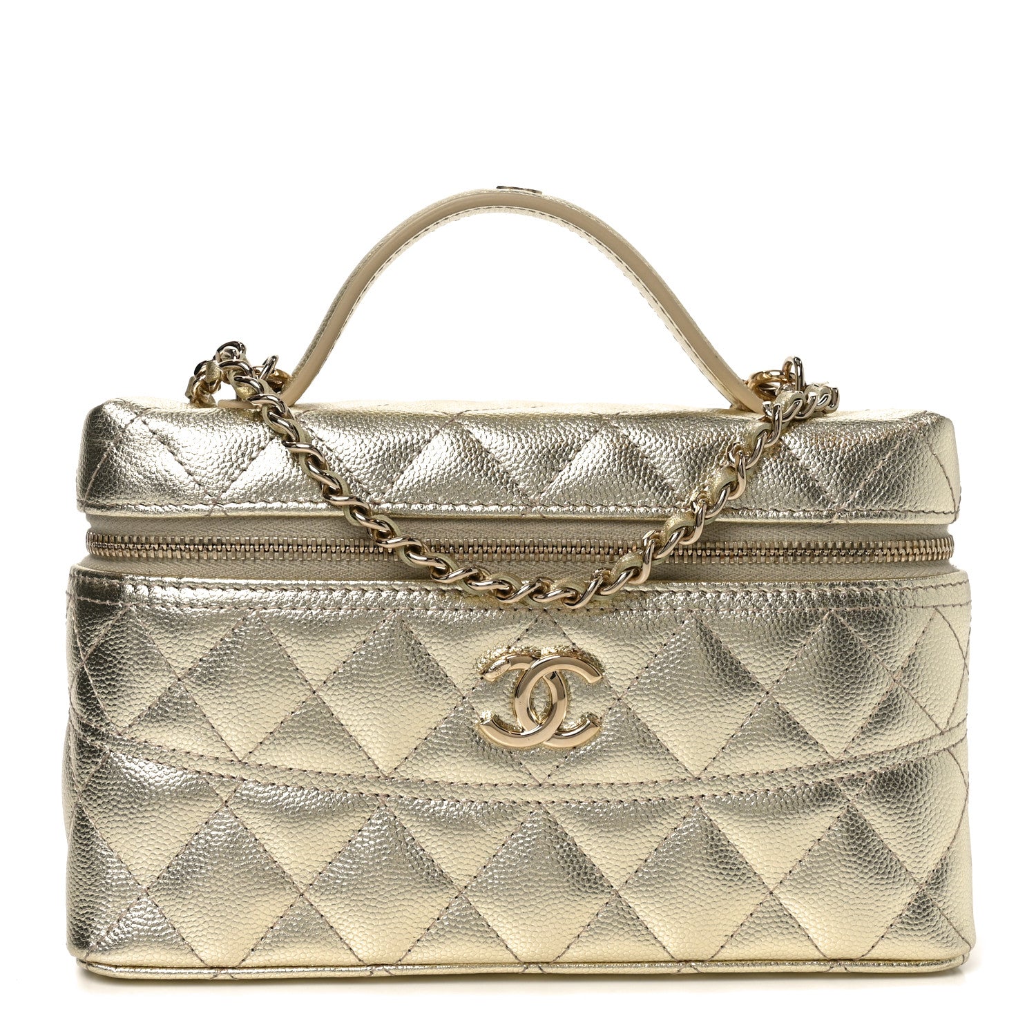 Chanel Metallic Caviar Quilted Trendy Handle Slim Vanity Light Golden 1 of 11