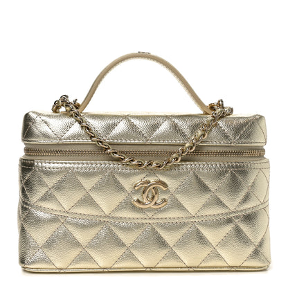 Chanel Metallic Caviar Quilted Trendy Handle Slim Vanity Light Golden 1 of 11