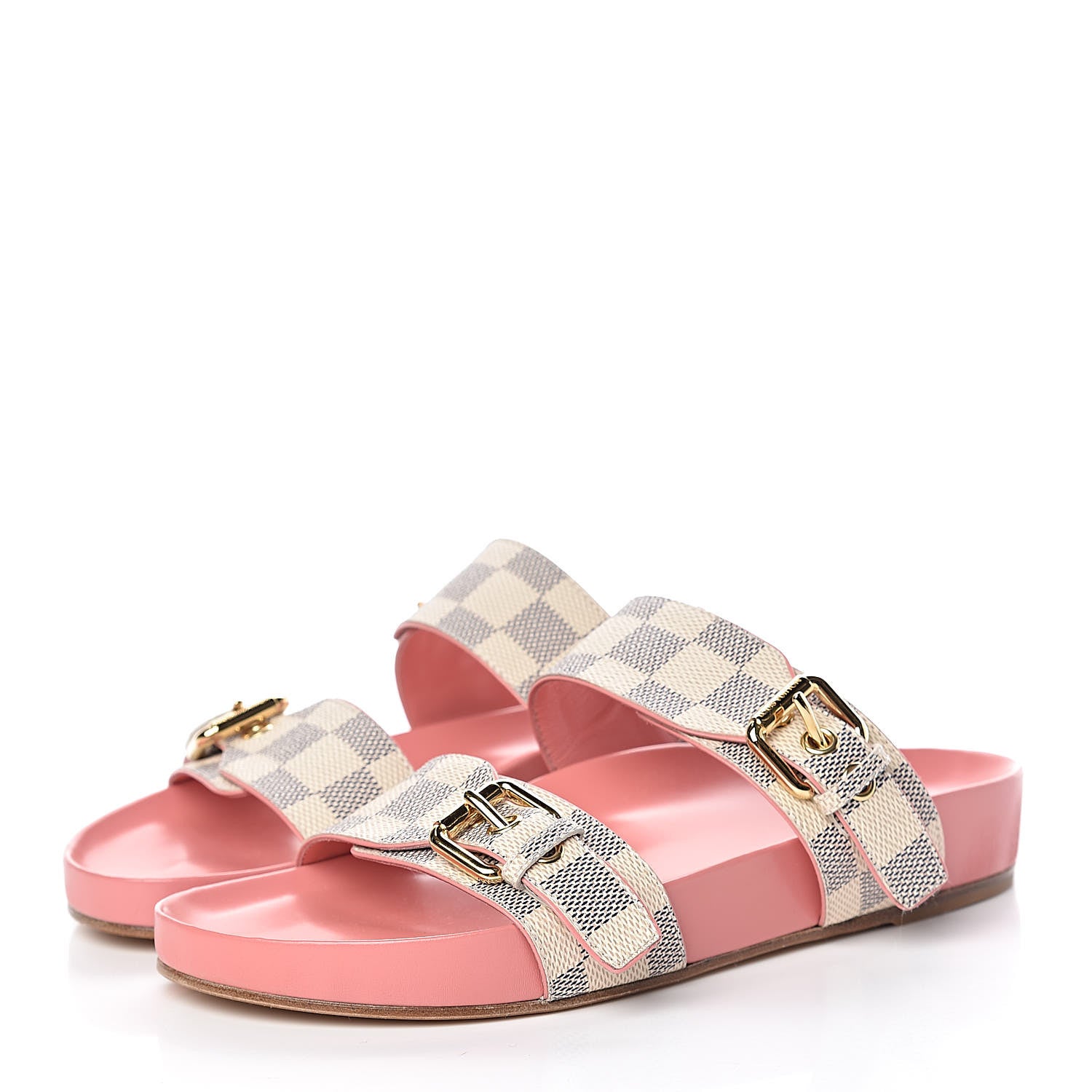 Louis Vuitton Damier Azur Bom Dia Flat Mules 37 Rose Clair 3 of 12