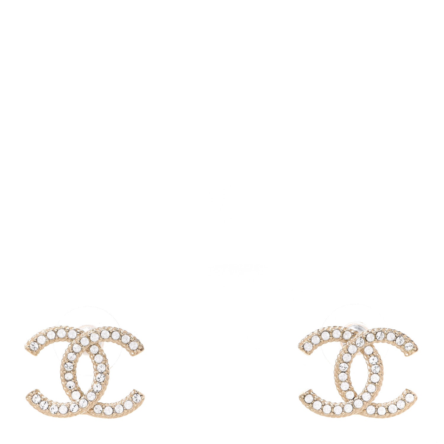 Chanel Crystal CC Earrings Light Gold 1 of 5