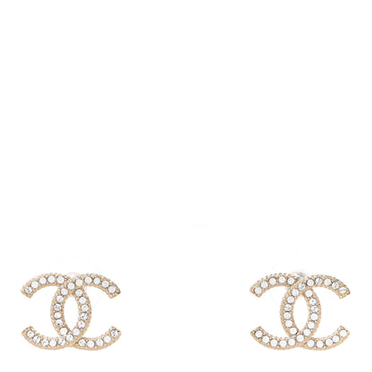Chanel Crystal CC Earrings Light Gold 1 of 5