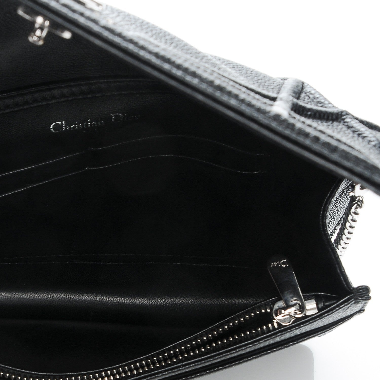 Christian Dior Grained Calfskin Diorama Wallet on Chain Pouch Black 5 of 7