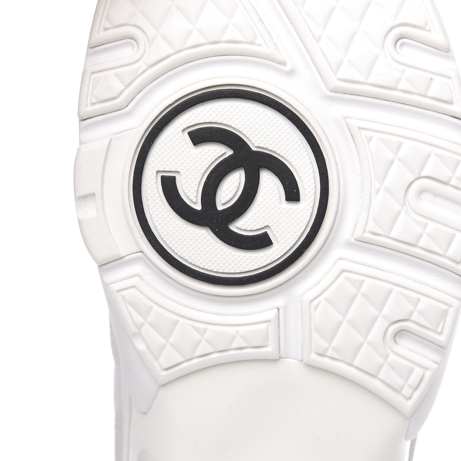 Chanel Suede Calfskin Fabric CC Sneakers 38.5 White 8 of 9