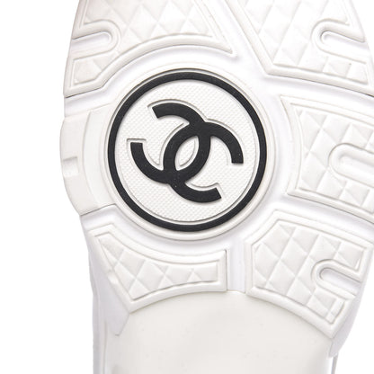 Chanel Suede Calfskin Fabric CC Sneakers 38.5 White 8 of 9